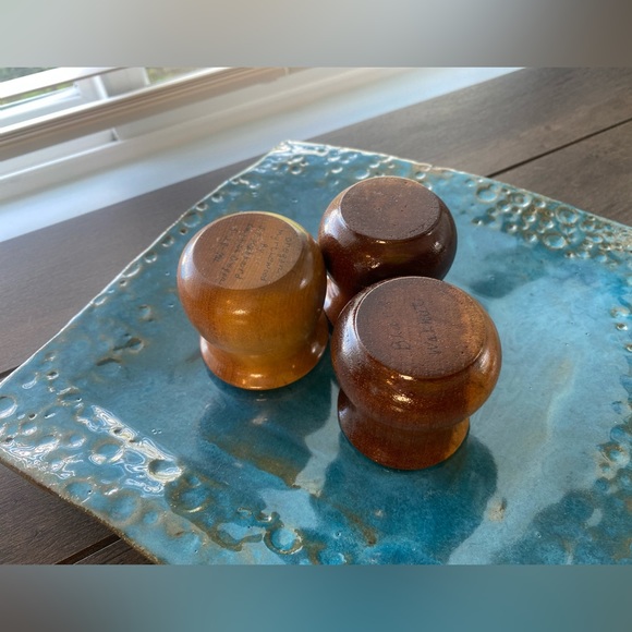 Vintage Hand Carved Myrtle Wood & Walnut Wood toothpick holders Lot of 3 - Picture 2 of 13